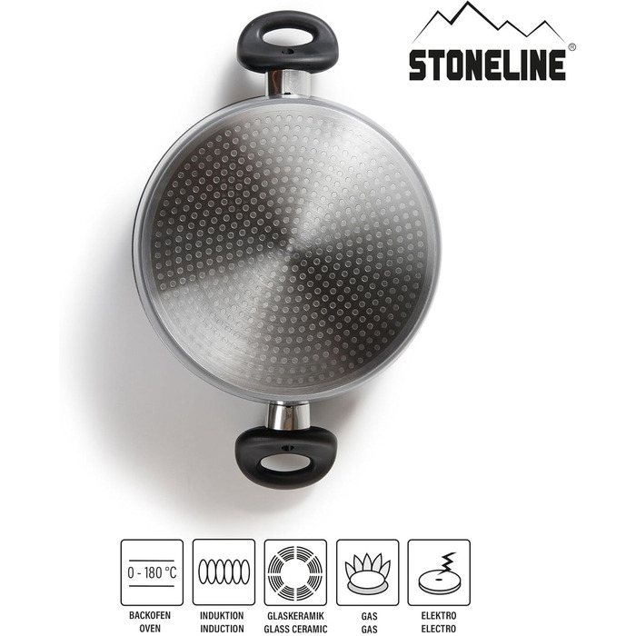 Каструля STONELINE з нержавіючої сталі 4.5 л з антипригарним покриттям з каменю, для всіх типів плит, включаючи індукцію, сумісна з духовкою, сірий колір (18 см)