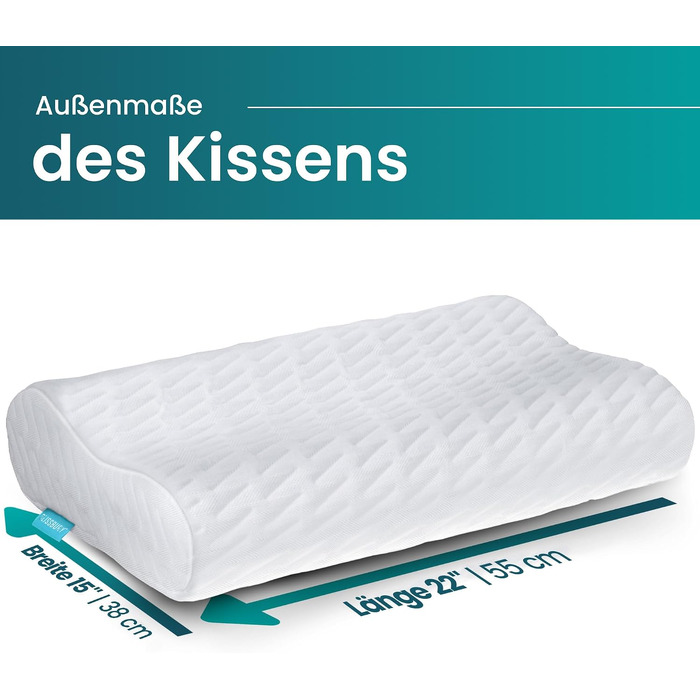 Ортопедична подушка BLISSBURY з ефектом пам'яті (Memory Foam) для шиї та голови, регульована анатомічна подушка від болю в шиї для сну на боці та животі, з бамбуковим чохлом та гіпоалергенною вугільною піною