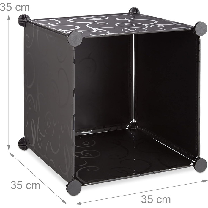 Relaxdays Modular Clothes Rack with 12 Compartments, Large Plastic Wardrobe, 145.5 x 145.5 cm, White (Black)
