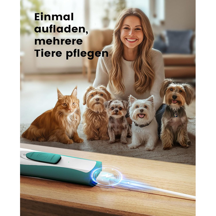 Триммер для собак Oneisall з LED-підсвічуванням: для лап, очей, вух, обличчя. Безшумний, акумуляторний.