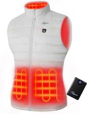Грілка-жилет для жінок Telguua з акумулятором 5V 12000mAh, USB-C, 4 зони обігріву, 3 режими температури, білий, XL