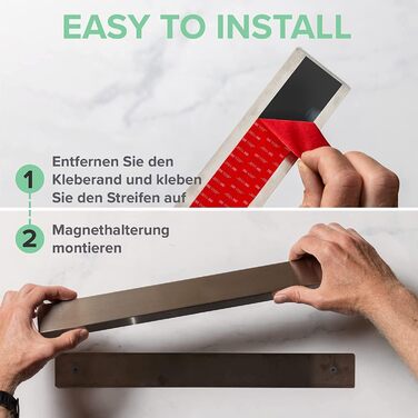 Coninx Magnetic Knife Strip 40cm with High Load Capacity | Magnetic Stainless Steel Knife Holder for Kitchen Knives | 1400 Gauss Magnet | Easy to Mount without Drilling | Beautifully Crafted with Rounded Corners