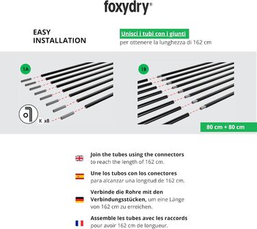 Сушарка для білизни Foxydry Duo антрацит 162 см для балкона, тераси, перил - розкладна, з нержавіючої сталі та алюмінію