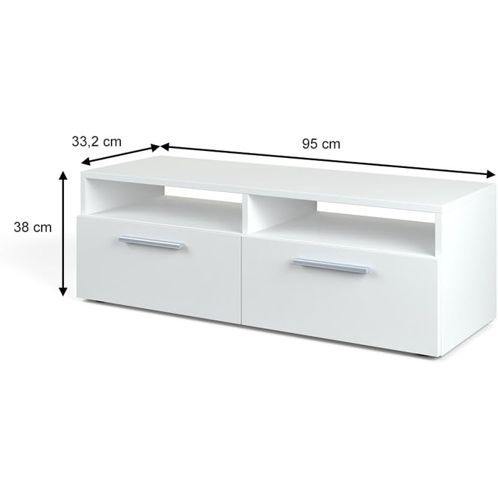 Тумба під телевізор Vicco Diego, білий глянець, 95x38 см