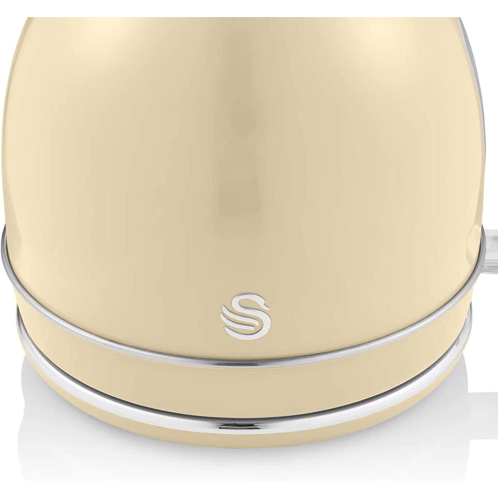 Swan Retro Electric Kettle - 1.8L, Vintage Design, Automatic Shut-Off, Cordless, BPA-Free Stainless Steel, 3000W, Cream