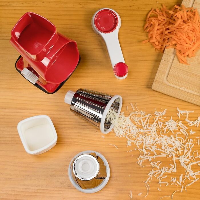 Трояк KEOUKE з ручкою: для сиру, овочів, горіхів, шоколаду. 3 змінні леза, червоно-білий