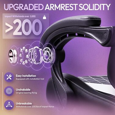 Ігровий крісло Dowinx з кишеньковим пружинним блоком, ергономічне, з масажем, з підлокітниками, для офісу та геймінгу, білий колір