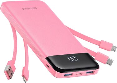 Power Bank Charmast 10000mAh з 6 виходами, USB-C, LED-дисплеєм, 4 кабелями, для iPhone, Huawei, Samsung