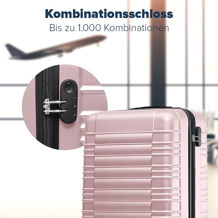Валіза TRVLMORE - ручна валіза, валіза на колесах, рожевий валіза-тележка 55x40x20, легка валіза з жорстким корпусом, валіза для подорожей
