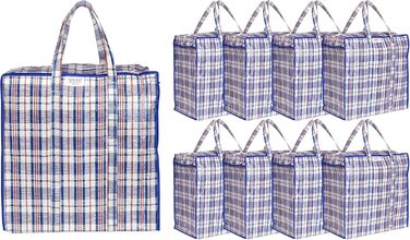 Josephine Osthoff Unisex Heavy-Duty Waterproof Storage Bags, Durable & Versatile, With Zipper for Moving & Shopping, 75L Capacity, Up to 20 kg Load Capacity, Black, Pack of 9 (9 Pieces Blue)