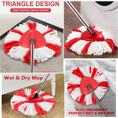 4 Microfiber Mop Replacement Head for Vileda Turbo Mop, Replacement Cover Compatible with Vileda EasyWring Spin Mop and Clean Turbo Floor Mop