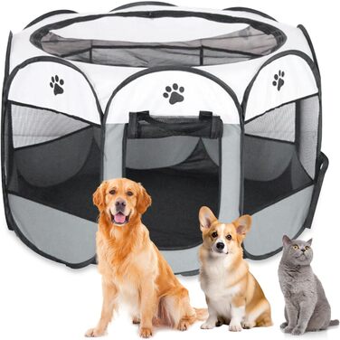 Складана переносна вольєр для цуценят та собак, 74x74x43 см, водовідштовхувальне полотно Oxford, для собак, котів, кроликів