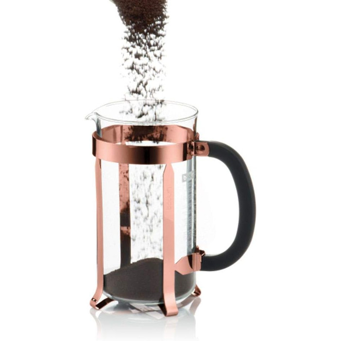 Френч-прес Bodum Chambord 1 л, мідний, набір із 6 склянок Pavina з подвійними стінками