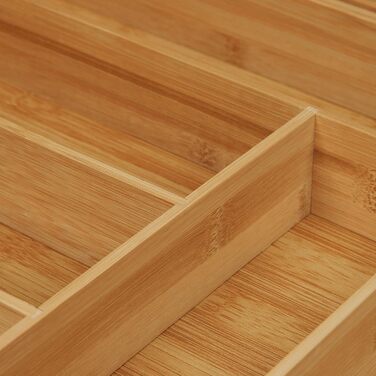Relaxdays Cutlery Box Bamboo, Extendable, Cutlery Insert for Drawers, Drawer Insert HBT 6.5x57.5x43 cm, natural