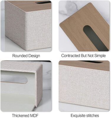 GOLRANLYE Cosmetic Tissue Box, 25×13.5×9.5 cm PU Leather Modern Tissue Box Rectangular for Bathroom, Bedroom, Dining Room, Office and More (Beige)