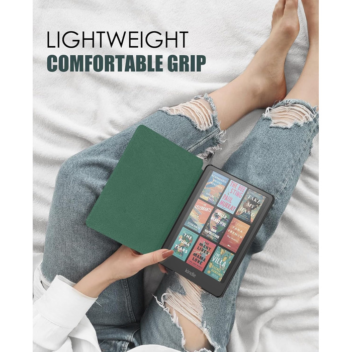 Чохол MoKo для Kindle Paperwhite 2024 (12-го покоління) та Kindle Colorsoft Signature Edition 2024, легкий з авто-ввімкненням/вимиканням, джинсовий зелений (Lotusblatt Grün)