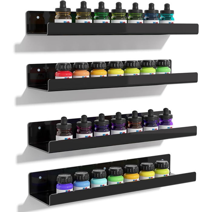 Настінні полиці Upsimples, 4 шт., білі, без свердління, 38x10 см, для ванної, спальні, кухні