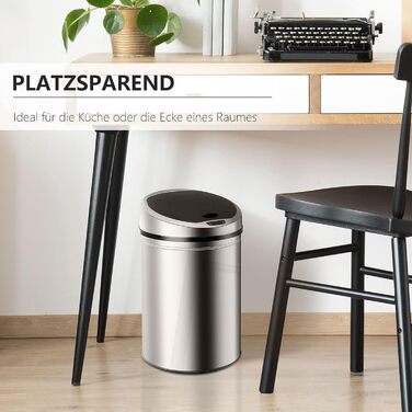 Сміттєве відро Ribelli з датчиком, 30 літрів, хром. Автоматичне відкриття/закриття, LED-індикатор, знімний кришка, Klemmring для пакетів