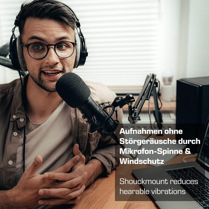 USB мікрофон DOCKIN® MP2000 для ПК, геймінгу, подкастів та стрімінгу - мікрофон з USB для запису звуку з важким штативом. Якість звуку 130dB.