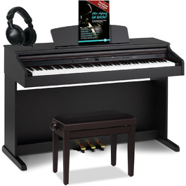 Цифрове піаніно Cantabile DP-50 RH E - 88 клавіш, молоточковий механізм, 14 тембрів, USB, 3 педалі, роз'єми для навушників, підставка, навушники, навчальний курс - корпус з рожевого дерева