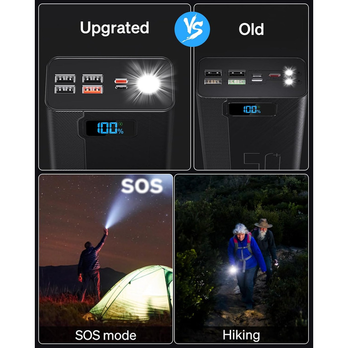 Портативний зарядний пристрій Power Bank 50000mAh з 5 виходами та 3 входами, чорний