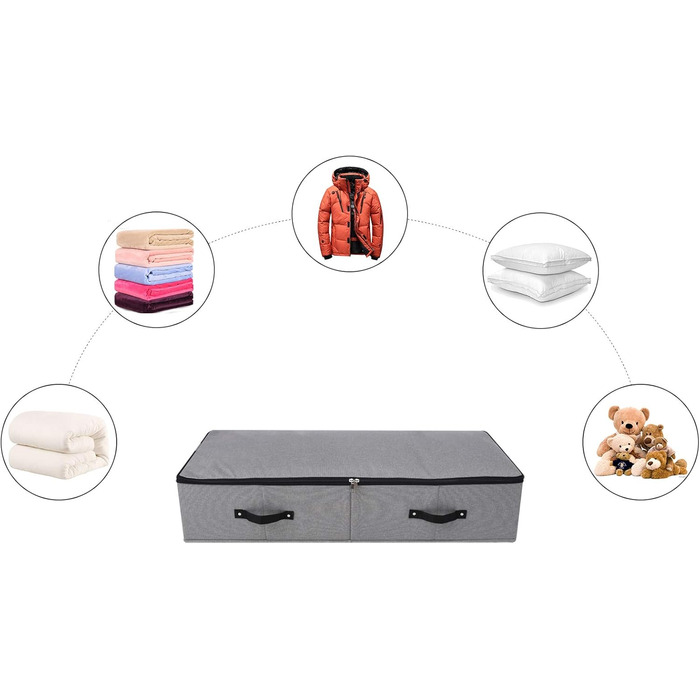 Складана коробка для зберігання під ліжком, 90x42x18 см, чорно-сіра, 2 шт.