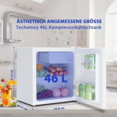 Міні холодильник 45L, білий, без морозильної камери, тихий, для кухні, офісу, спальні, невеликих квартир, готелів, 0-10°C