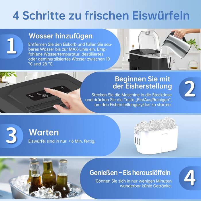 Машина для приготування льоду Ice Maker 1.3л, 9 кубиків за 6 хвилин, самоочищення, тиха, для кухні, офісу, бару, вечірки