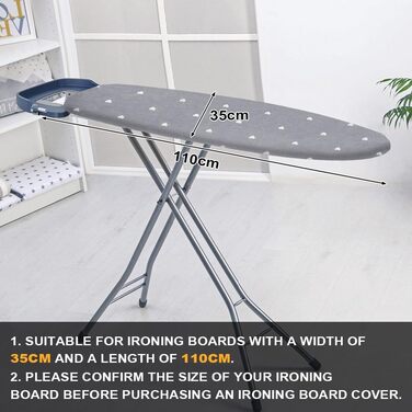 Набір для прасування, 110x35 см, бавовна, з гумкою, для пральних станцій та прасок (сірий)