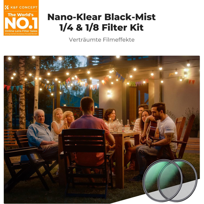 Фільтри K&F Concept Black Mist 1/4 та 1/8, 67mm, Black Promist Filtersets, Nano-Klear (Ефектний фільтр дифузії)