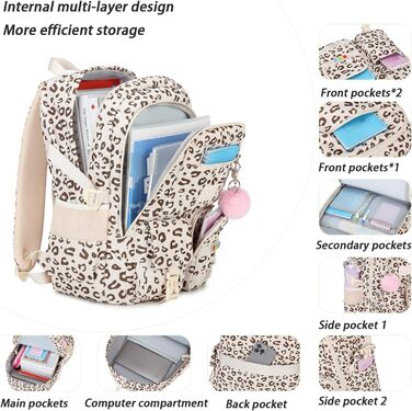 Шкільний рюкзак для дівчинки-підлітка з м'якої тканини 'Leopard Velvet'