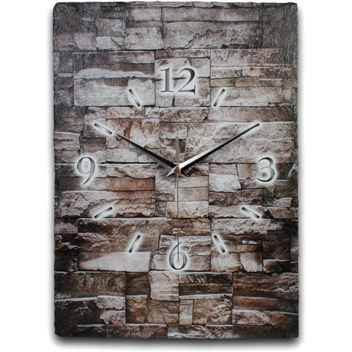 Designer wall clock made of stone (ceramic), size approximately 35x25cm, with a whisper-quiet movement (stone-masonry, quiet quartz movement)