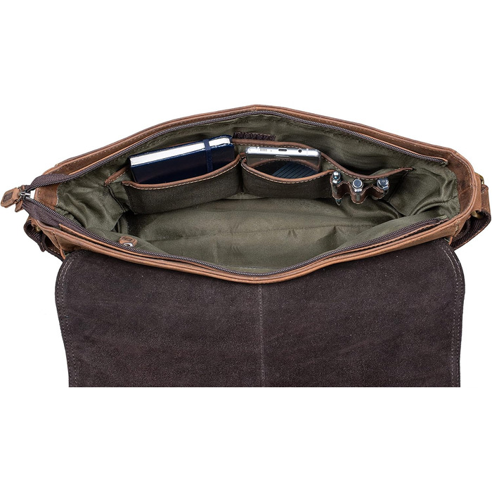 Сумка-месенджер LEABAGS Oxford з натуральної шкіри 15 дюймів для ноутбука (38x31x10 см) – чоловіча/жіноча, вінтажний темно-коричневий колір