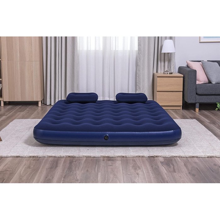Надувне ліжко Bestway Pavillo™ Blue Horizon, 203 x 152 x 22 см, двоспальне, з ручним насосом та 2 подушками