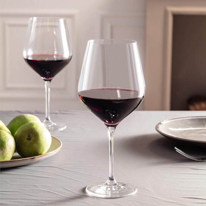 Krosno Burgundy Red Wine Glasses | Set of 6 | 860 ML | Splendour Collection | Perfect for home, restaurants, and parties | Dishwasher safe