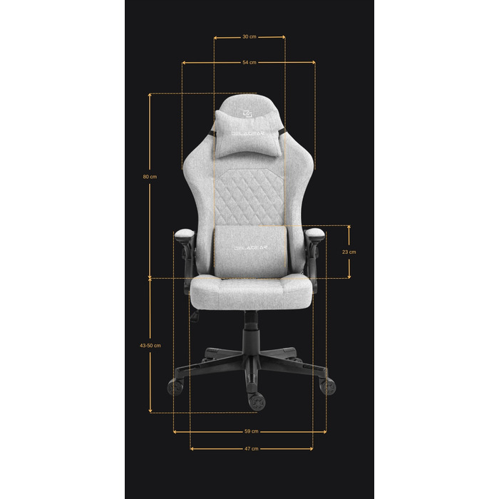 Ігрове крісло Delagear G 404, сіре, тканинне