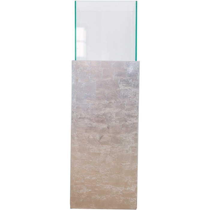 VIVANNO Candle Lantern Column 100 cm Candle Holder in Concrete Look Decorative Lantern with Glass Insert (25x25x80 cm, Silver High Gloss)