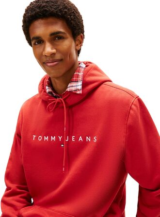 Чоловічий худі Tommy Jeans Linear Logo з капюшоном, червоний (Terracotta Red), розмір XL