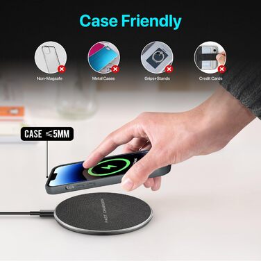 Бездротовий зарядний пристрій 20W для Samsung Galaxy S24/S23/S22/S21 та iPhone 12/13/14/15/16 (Срібний) – Швидка індуктивна зарядка