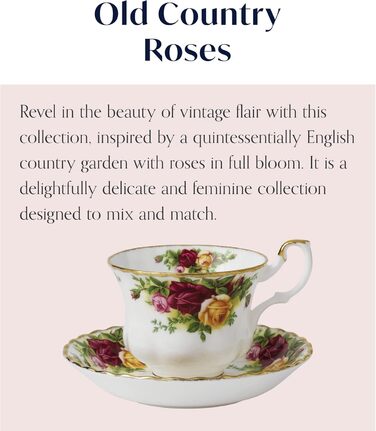 Чайник Royal Albert Old Country Roses 1,2 л, білий з кольоровим квітковим принтом (набір з чашкою та блюдцем)