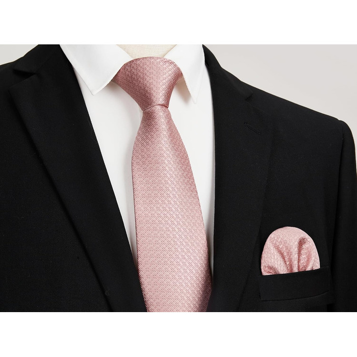 Краватка та нагрудна хустинка Enlision: класичний комплект для весілля та ділових зустрічей (рожевий)