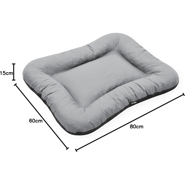 Ліжко для собак середніх порід 4L Textil KLEO, 90x70 см, водонепроникне, з блискавкою, темно-зелене/сіре