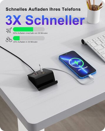 Багатопортовий зарядний пристрій USB Poanes 45W, 4 порти для iPhone, Samsung, LG, Huawei та інші (Чорний)