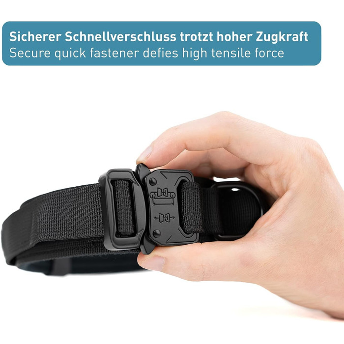 Нашийник для собак PetTec з неопрену та нейлону з ручкою, м'який, регульований, водонепроникний, для малих та великих собак, комплект з повідком, розмір L (51-61 см), чорний