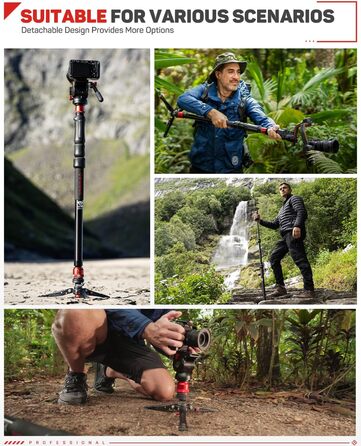 Монопод IFOOTAGE 3-в-1 з алюмінію: монопод, штатив, телескопічний стійка для фото та відео, 180 см, сумісний з DSLR та відеокамерами