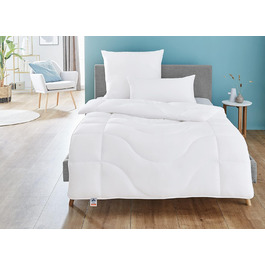 Irisette Lotte All-Season Blanket – Made in Germany - Quilted Comforter with Top Cool Fabric, washable at 95 degrees, includes storage bag, 155 x 220 cm, white, Öko-Tex Certified 155 x 220 cm Mono - All-Season Blanket