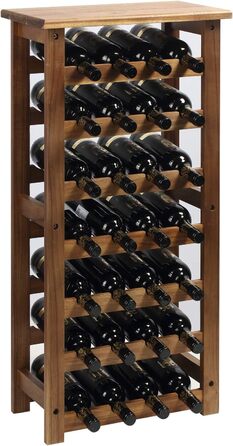 Jalz Jalz Acacia Wood Wine Rack for 28 Bottles, Sturdy and Lightweight Bottle Rack for Cellars, Restaurants, and Storage Rooms, Modular Expandable Bottle and Wine Storage