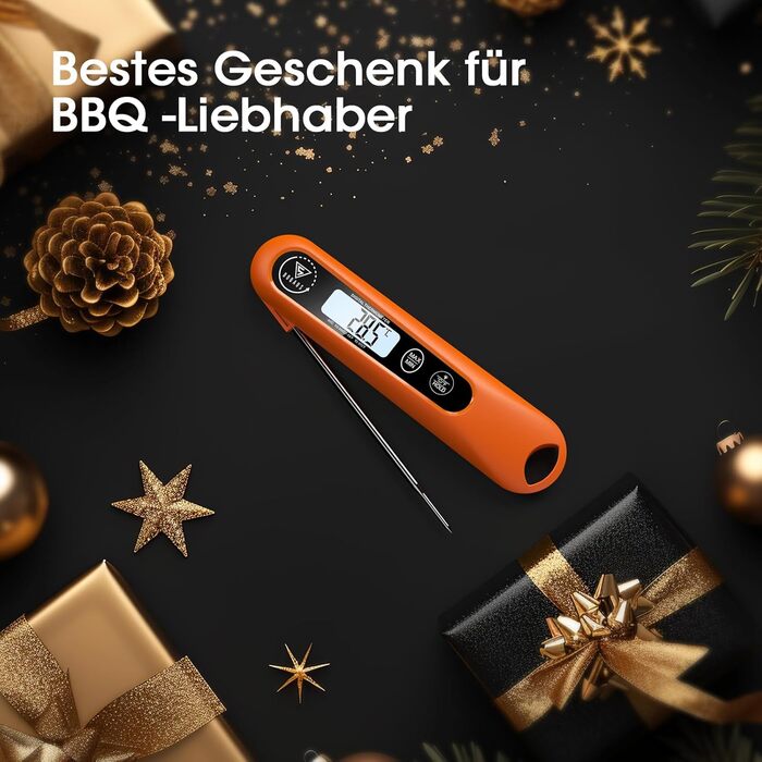 Цифровий кухонний термометр DOQAUS: для приготування, смаження та гриля. Швидкий LCD дисплей, автоматичне вмикання/вимикання.