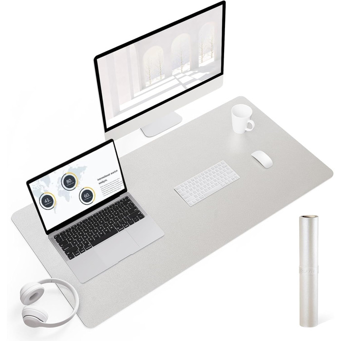 Підкладка для столу YSAGi, килимок для миші з шкіри та антиковзким замшевим покриттям, багатофункціональна підкладка для офісу, ноутбука, захист столу для офісу/домашнього офісу (80x40 см) (Шампань, 90*43 см)