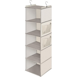 Організатор для шафи Cozary з 5 відділеннями, складаний, з металевими гачками (Бежевий)